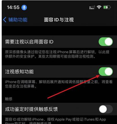 港口苹果14维修网点分享iPhone14注视感知功能有什么用 